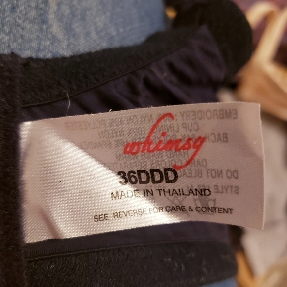 Whimsy Sheer Black Lace Bra 36DDD Sexy Valentine Lingerie Rhinestone Detail EUC - Picture 6 of 7